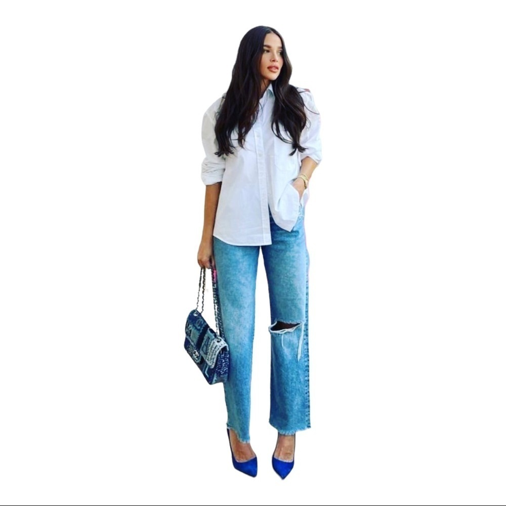 Button Down Shirt White Long Sleeve Chingona Mujer Mexicana Hand Painted Small - Picture 13 of 13